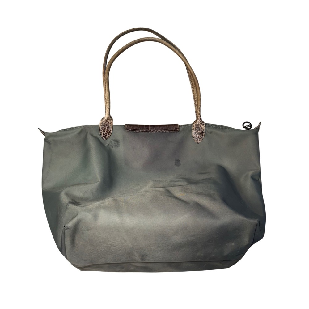 Longchamp Le Pliage Tote Womens Large Olive Green Fair Croc Embossed Trim - Picture 6 of 8